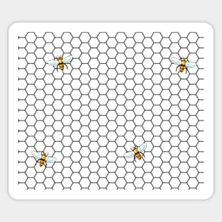 Black and White Honeycomb and Bees Sticker